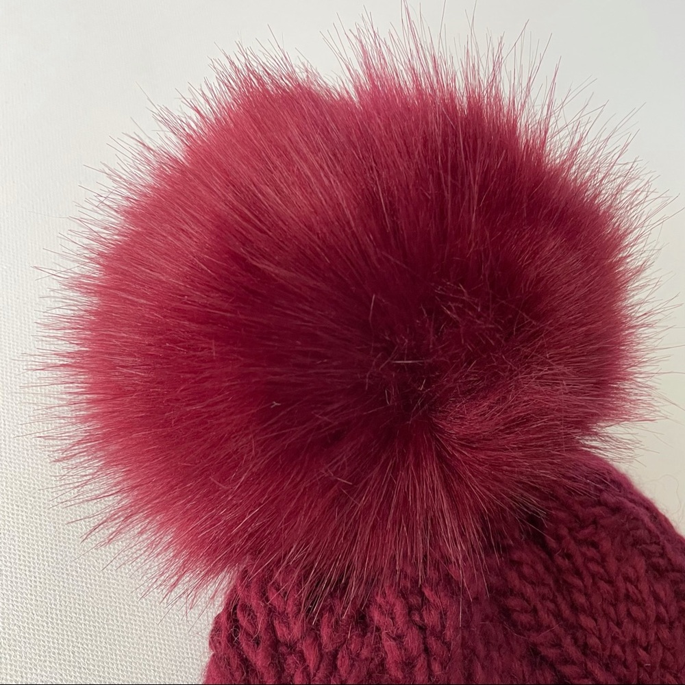 SOLD - Free People NWT Pinnacle Pom Beanie Maroon Knit - Picture 5 of 7